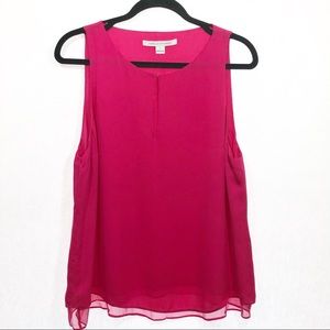 Diane Von Furstenberg silk hot pink size large top NO FURTHER MARKDOWNS